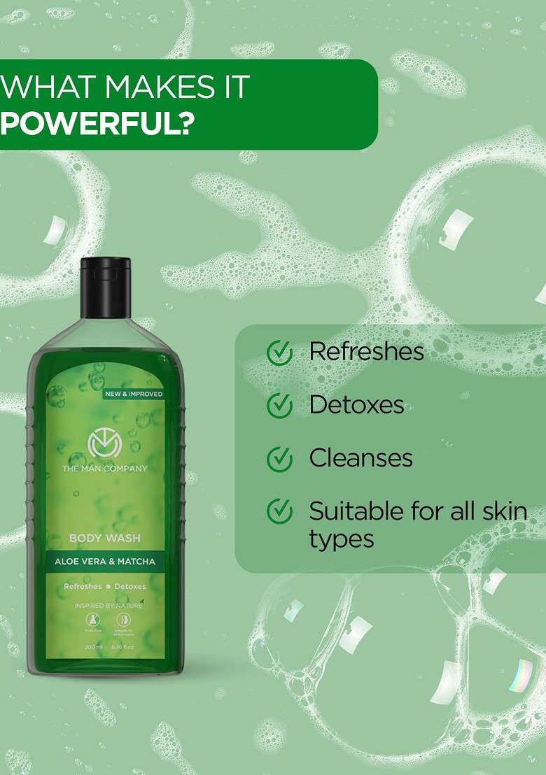 The Man Company Aloe Vera Matcha Body Wash 200Ml - Indya