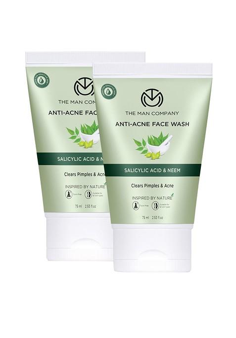 The Man Company Set Of 2 Anti Acne Face Wash With Salicylic Acid Neem 75Ml Each