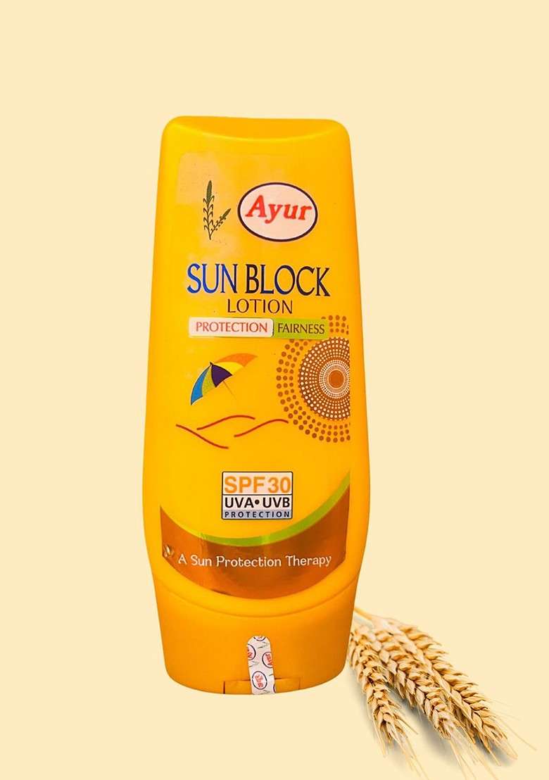 Ayur Herbals Sunblock Lotion Spf 30 With Vitamin E Wheat Germ Almonds Oil 100 Ml - Indya