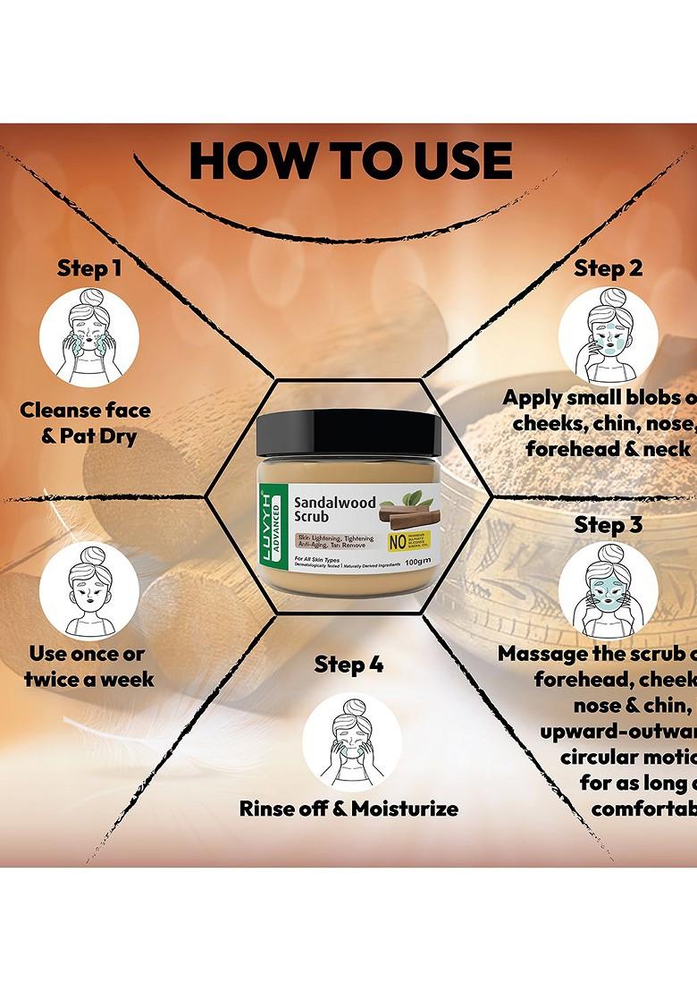 Luvyh Advanced Sandalwood Scrub For Anti Aging Tan Removal 100 G