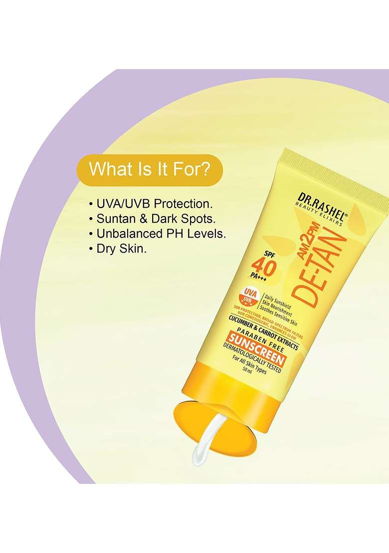 Dr Rashel De Tan Sunscreen Spf 40 Pa With Cucumberfor Face Body 50 Ml - Indya