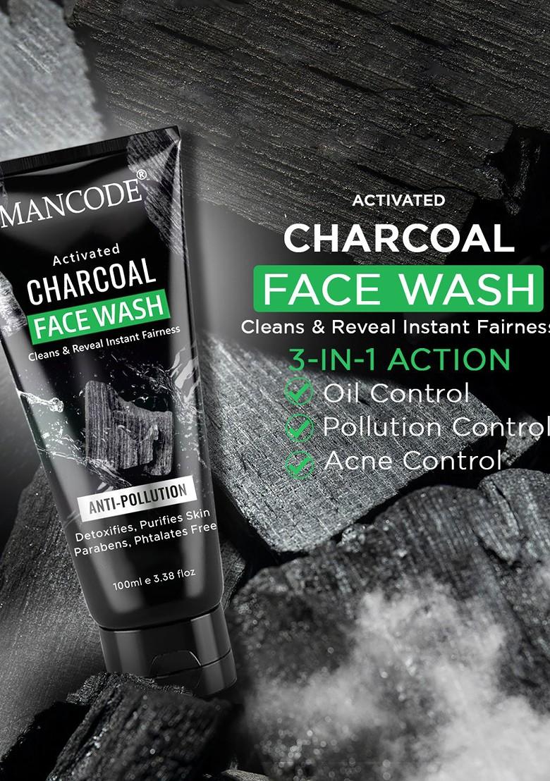 Mancode Men Charcoal Anti Pollution Face Wash For Deep Cleansing Oil Control 100Ml