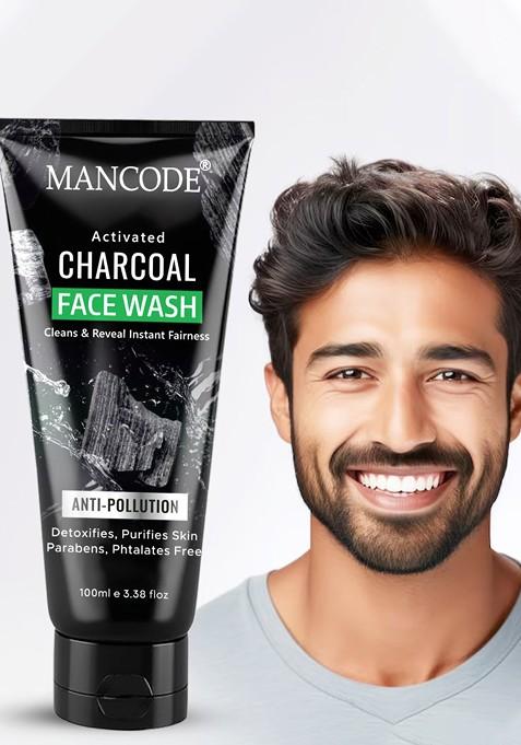 Mancode Men Charcoal Anti Pollution Face Wash For Deep Cleansing Oil Control 100Ml