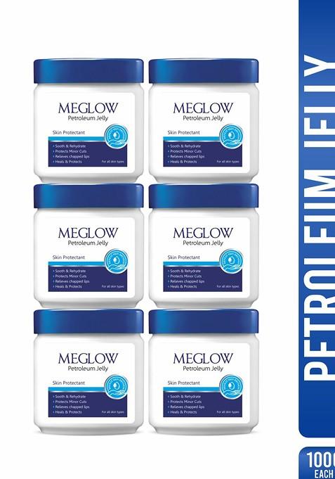 Meglow Set Of 6 Petroleum Jelly Moisturising Cream 100 G Each