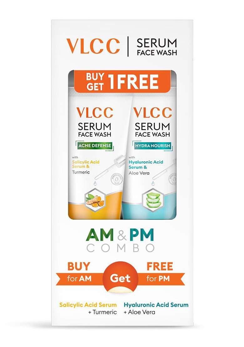 Vlcc Salicylic Acid Turmeric Serum Facewash For Am Aloe Vera Pm - Indya