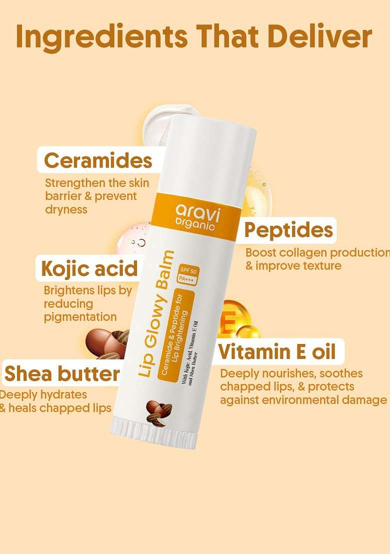 Aravi Organic Set Of 3 Lip Glowy Balm With Spf 50 15 G Each - Indya