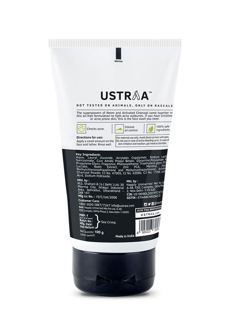 Ustraa Men Acne Control Oil Neem Charcoal Face Wash 100G