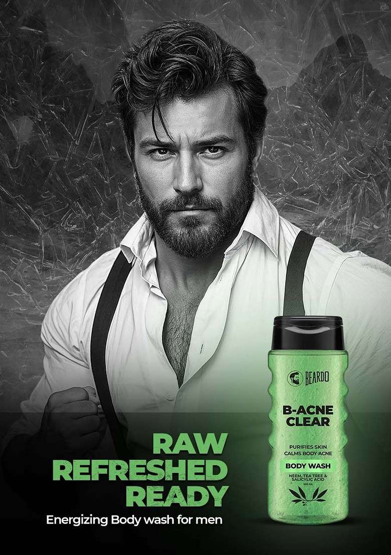 Beardo B Acne Clear Body Wash With Neem Tea Tree Salicylic Acid 500 Ml - Indya