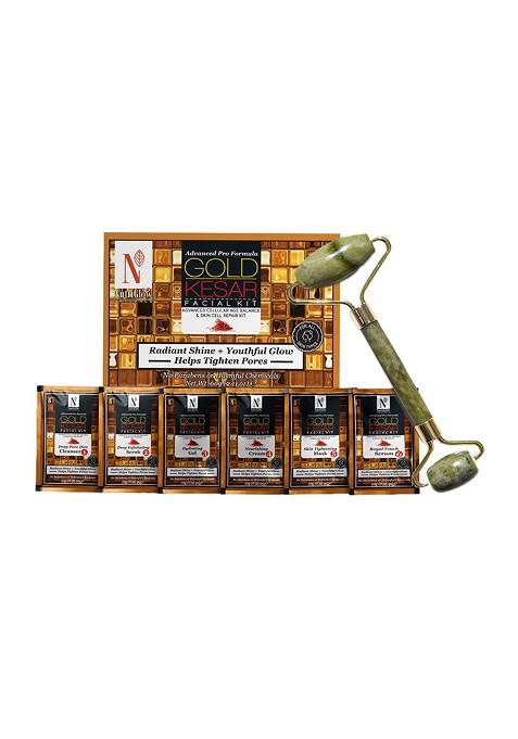 Nutriglow Naturals Vegan Gold Kesar Skin Cell Repair Facial Kit 60 G With Jade Roller