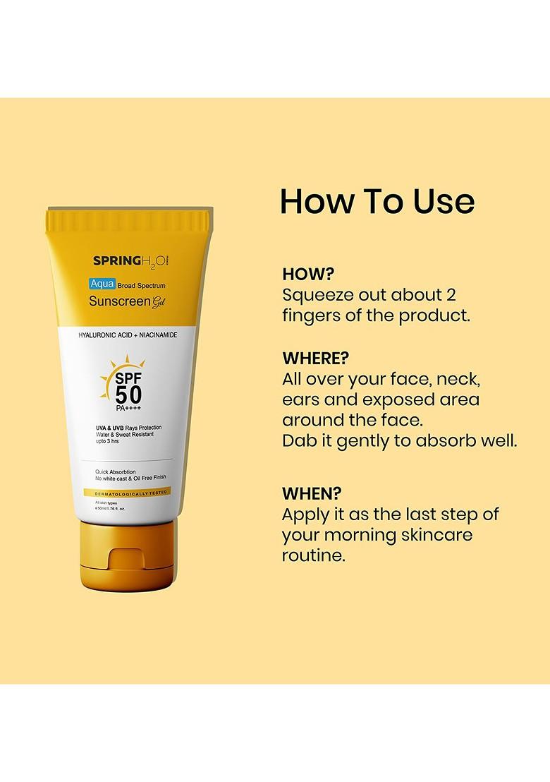 Spring H2O Sunscreen Spf 50 Pa With Hyaluronic Acid Niacinamide Ml
