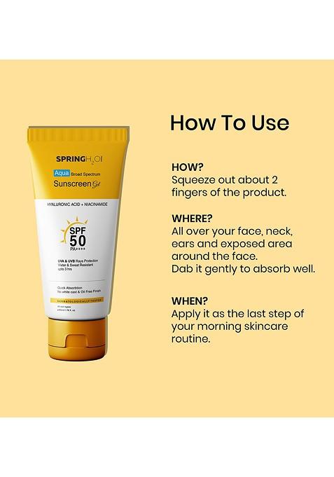 Spring H2O Sunscreen Spf 50 Pa With Hyaluronic Acid Niacinamide Ml