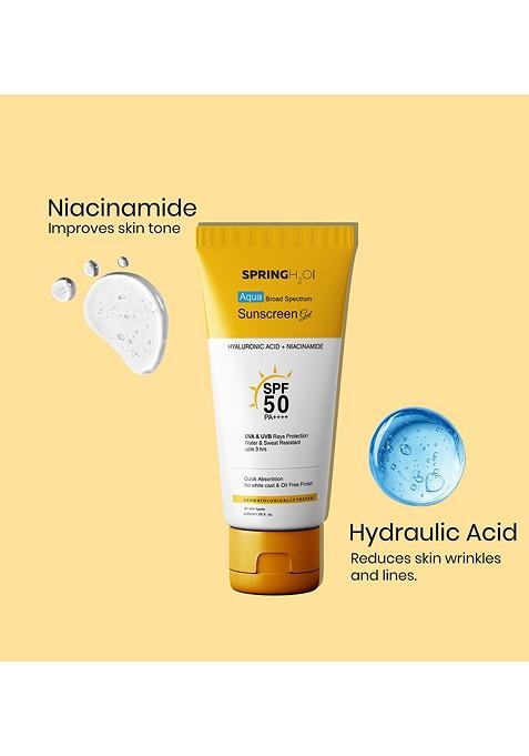 Spring H2O Sunscreen Spf 50 Pa With Hyaluronic Acid Niacinamide Ml