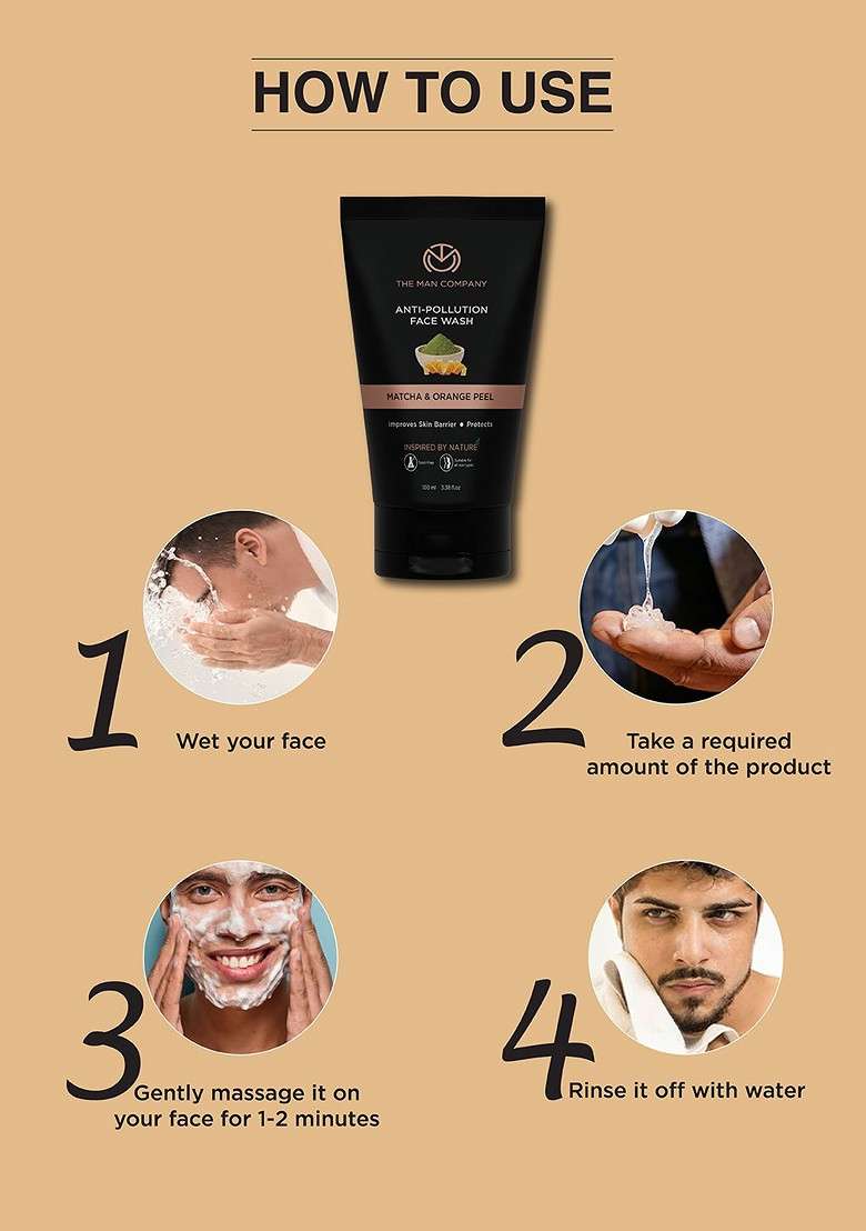 The Man Company Men Matcha Orange Peel Anti Pollution Face Wash 100Ml - Indya