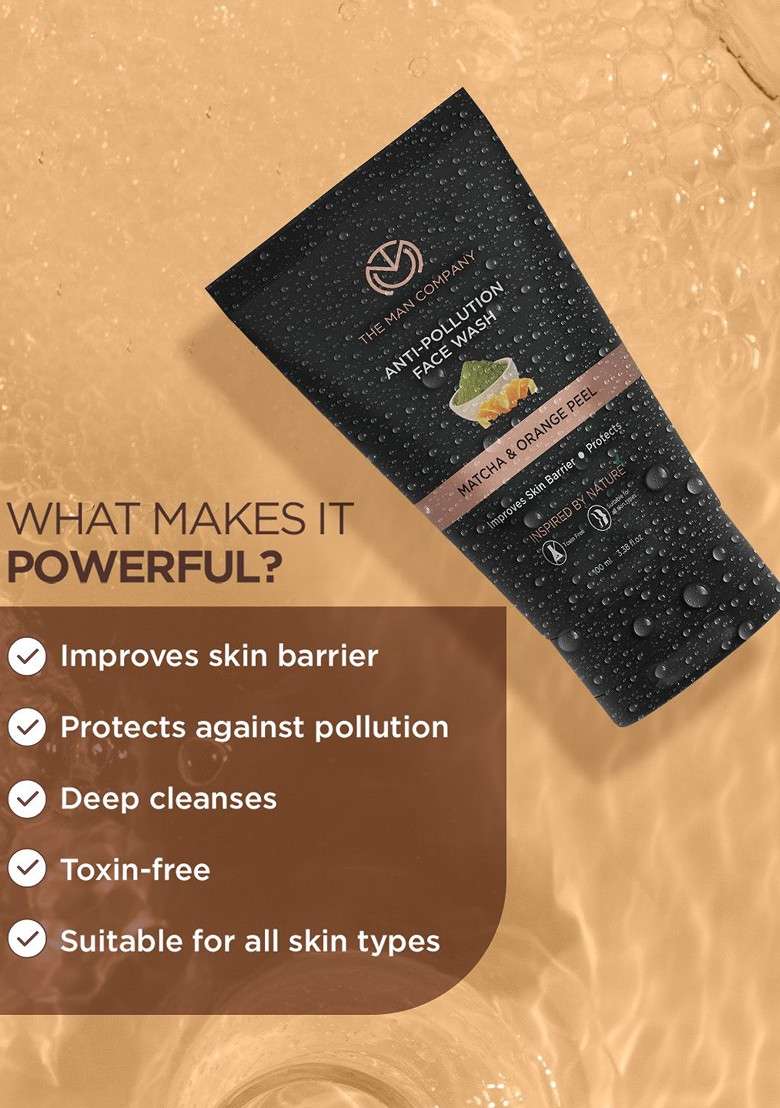 The Man Company Men Matcha Orange Peel Anti Pollution Face Wash 100Ml - Indya