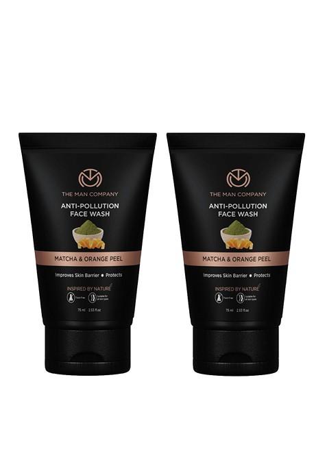 The Man Company Set Of 2 Anti Pollution Face Wash With Matcha Orange Peel 75Ml Each