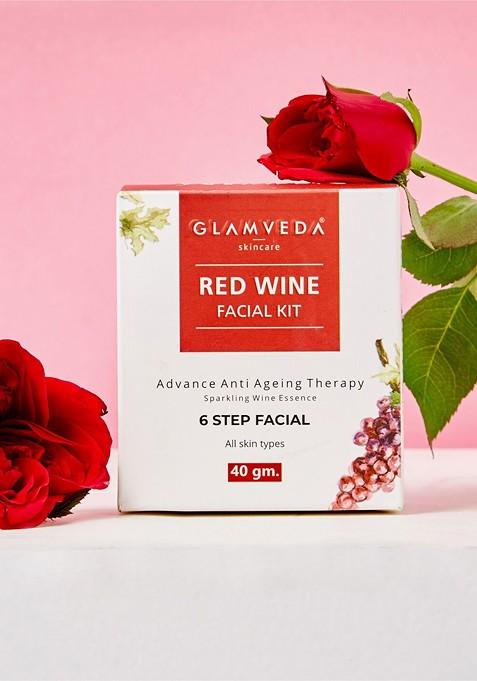 Glamveda Set Of 2 Red Wine Advance Anti Ageing Gold Rejuvenating Facial Kit 40Gm Each