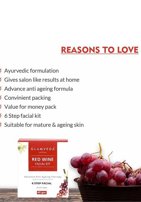 Glamveda Set Of 2 Red Wine Advance Anti Ageing Gold Rejuvenating Facial Kit 40Gm Each