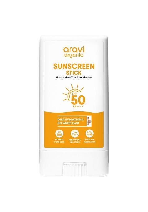 Aravi Organic Spf 50 Glow Sunscreen Stick With Pa Uva Uvb Protection 13 G