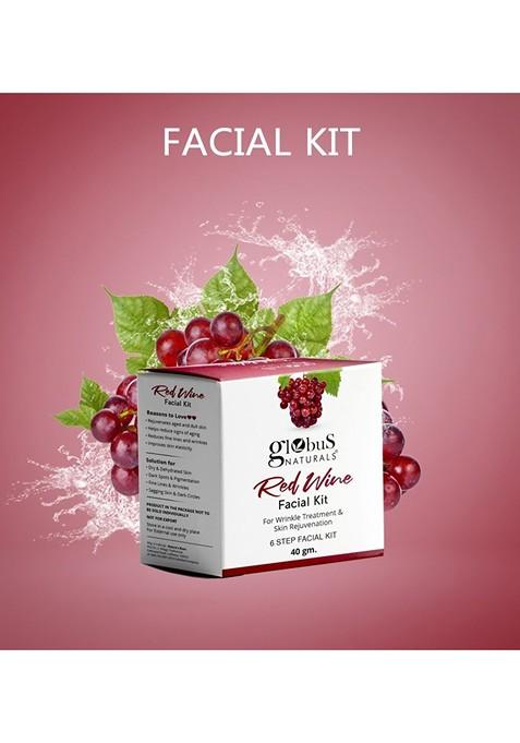 Globus Naturals Red Wine Anti Ageing 6 Step Facial Kit 40Gm