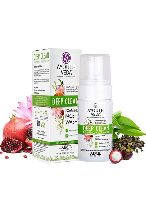 Ayouthveda Deep Clean Foaming Face Wash With Ultra Refreshing Formula 100 Ml