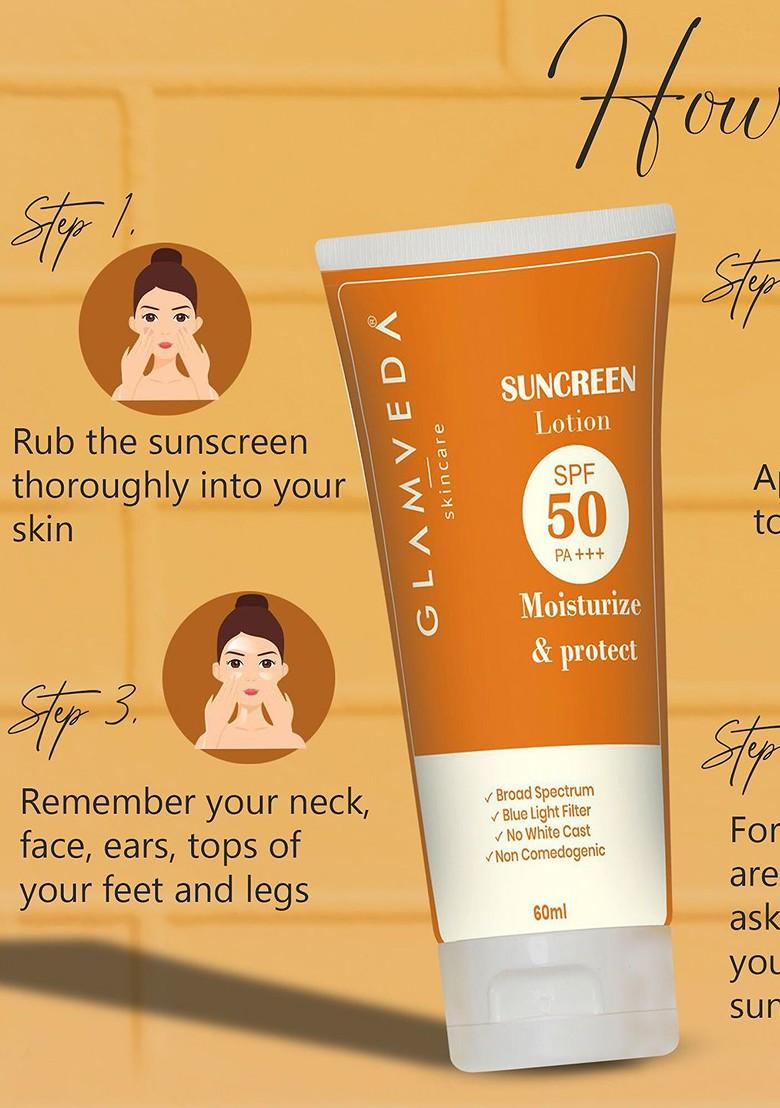 Glamveda Water Sweat Resistant Spf 50 Pa Sunscreen Lotion 60Ml