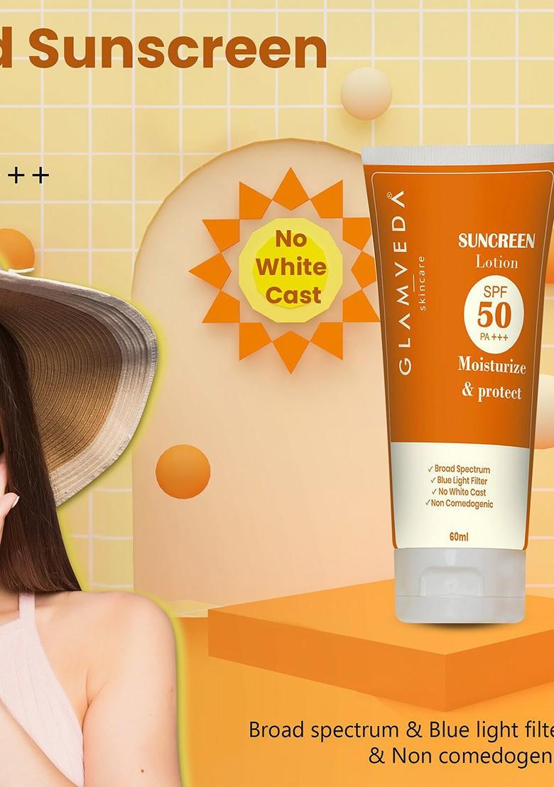 Glamveda Water Sweat Resistant Spf 50 Pa Sunscreen Lotion 60Ml