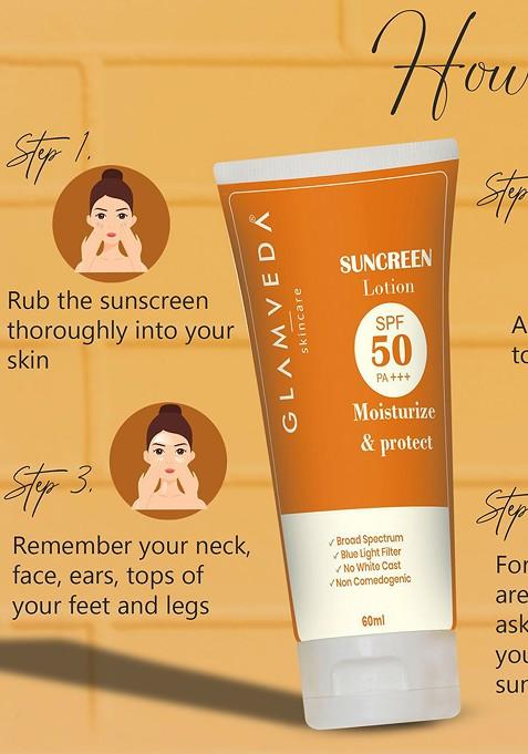Glamveda Water Sweat Resistant Spf 50 Pa Sunscreen Lotion 60Ml