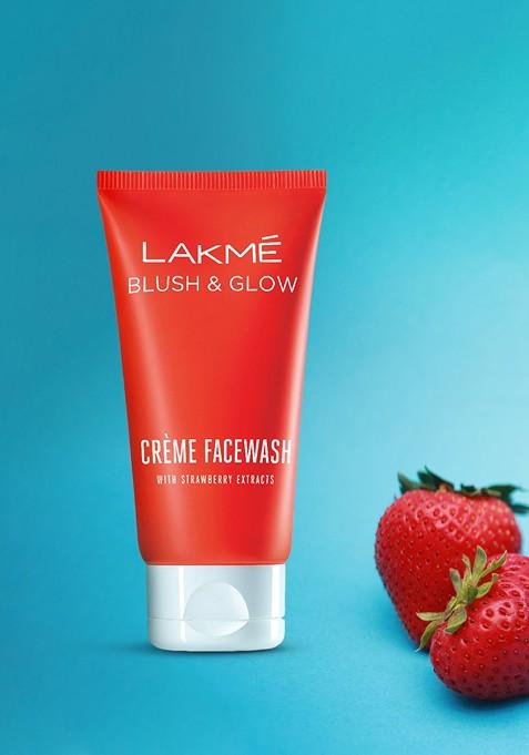 Lakme Blush Glow Strawberry Creme Face Wash With Extract 50 G