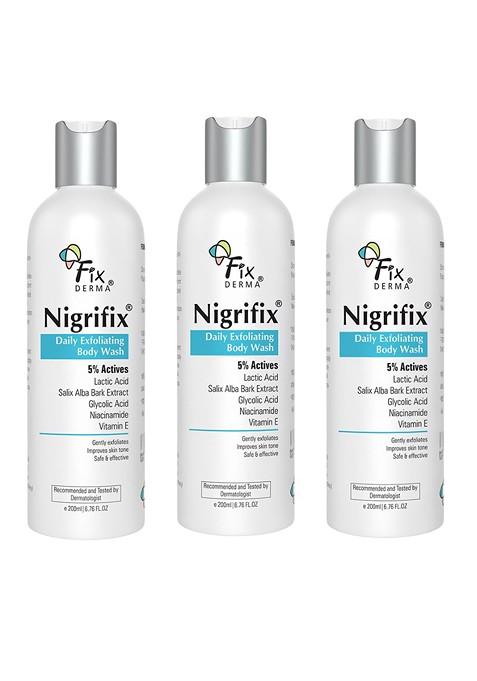 Fixderma Set Of 3 Nigrifix Exfoliating Body Wash With Niacinamide Acid 200Ml Each