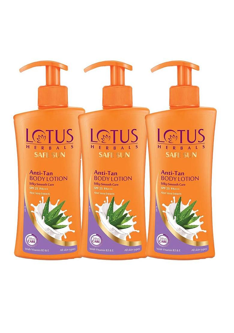 Lotus Herbals Set Of 3 Anti Tan Body Lotion Spf 25 Pa 250Ml Each