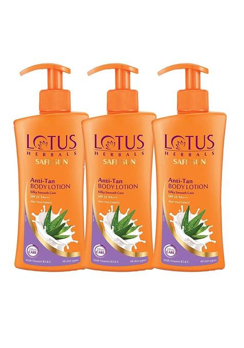 Lotus Herbals Set Of 3 Anti Tan Body Lotion Spf 25 Pa 250Ml Each