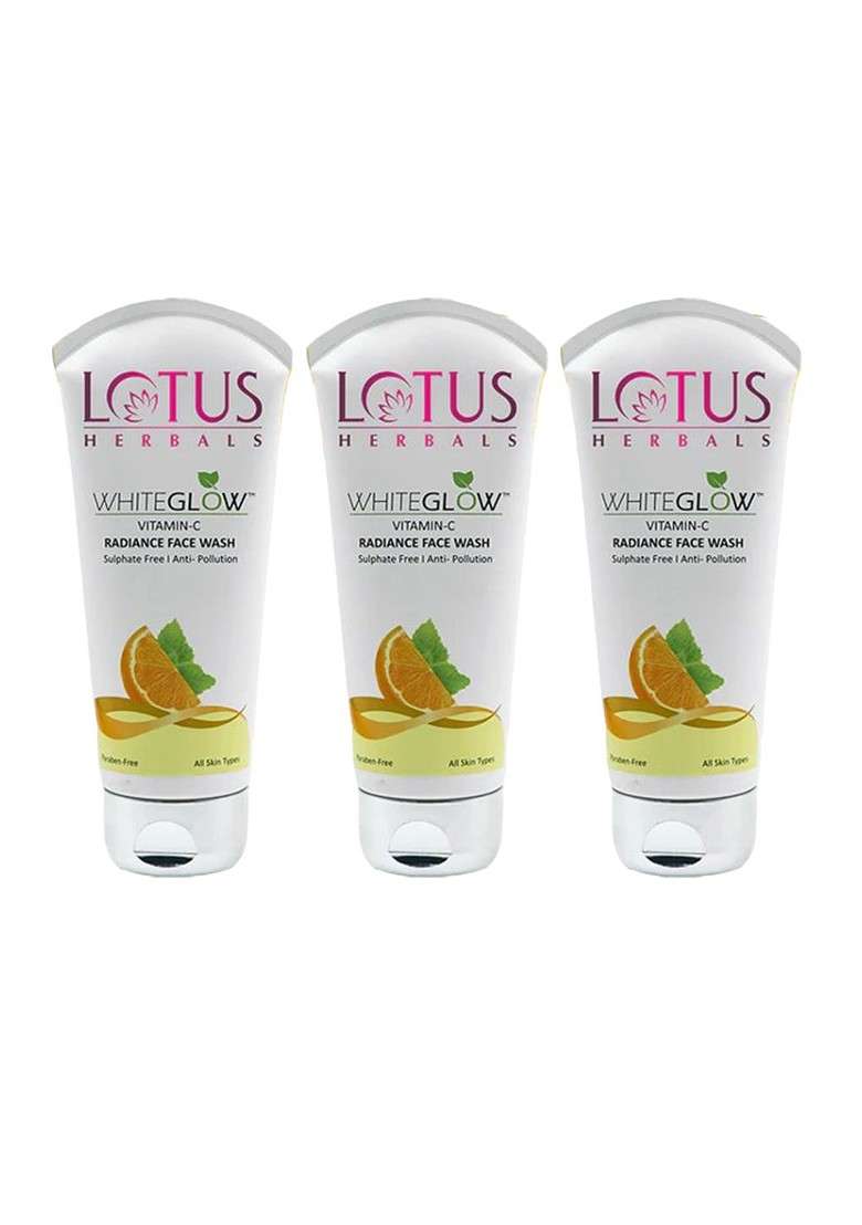Lotus Herbals Set Of 3 White Glow Vitamin C Radiance Face Wash 100G Each - Indya