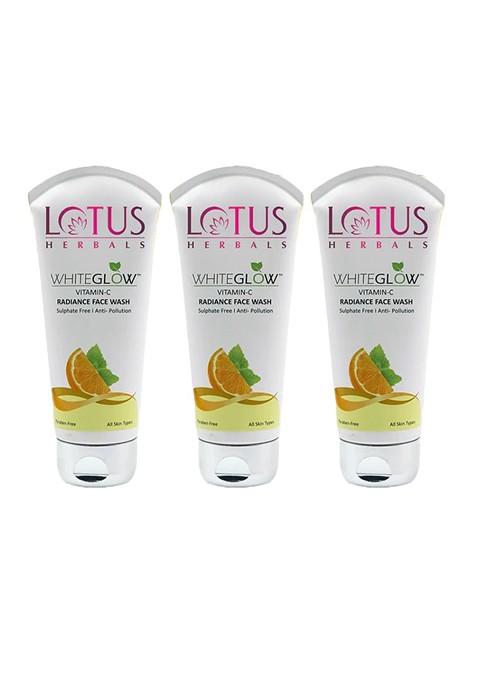 Lotus Herbals Set Of 3 White Glow Vitamin C Radiance Face Wash 100G Each