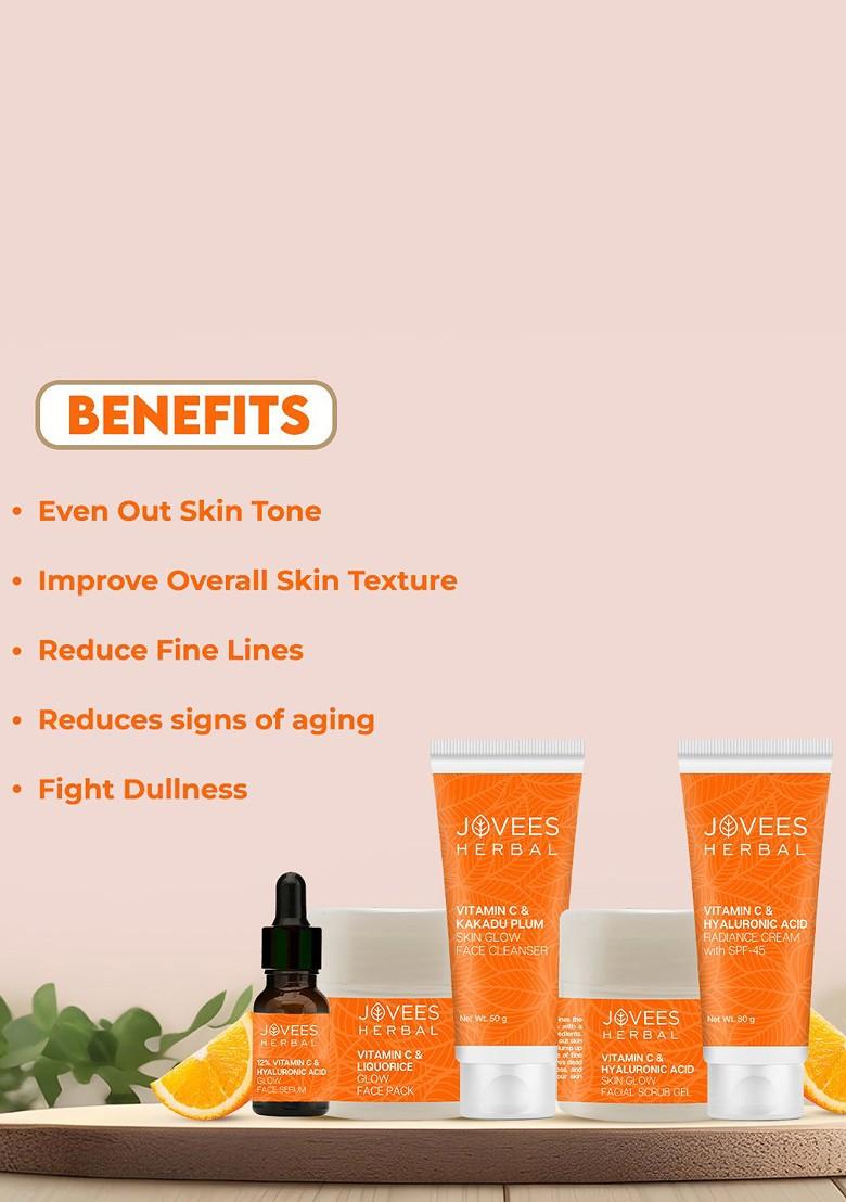Jovees Herbal Vitamic C Hyaluronic Acid Glow Radiance 5 Steps Facial Kit 215G