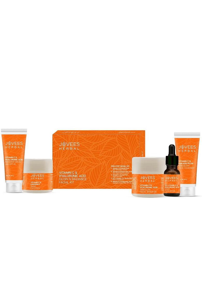 Jovees Herbal Vitamic C Hyaluronic Acid Glow Radiance 5 Steps Facial Kit 215G