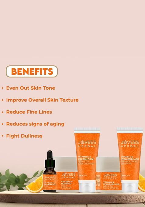 Jovees Herbal Vitamic C Hyaluronic Acid Glow Radiance 5 Steps Facial Kit 215G