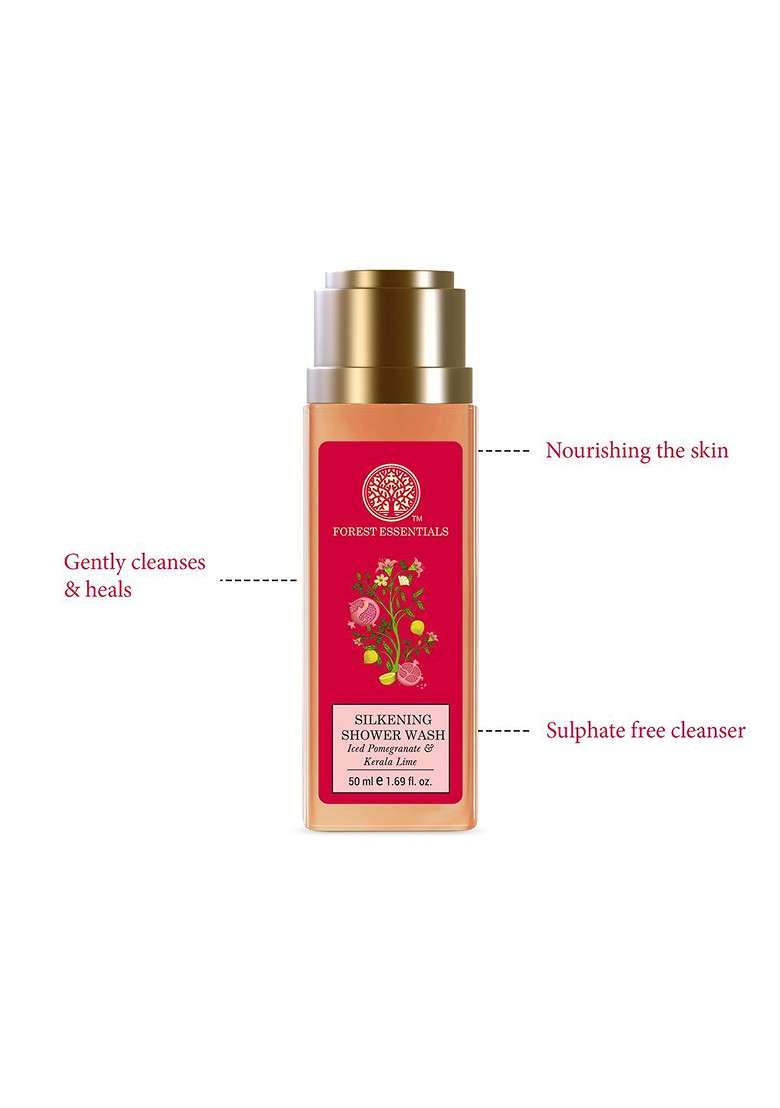 Forest Essentials Silkening Shower Wash With Iced Pomegranate Kerala Lime 50Ml - Indya