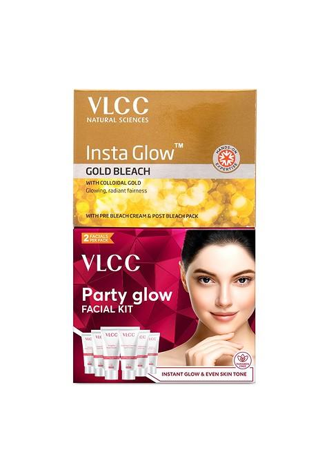 Vlcc Set Of Party Glow Facial Kit 60 G Insta Gold Bleach 30
