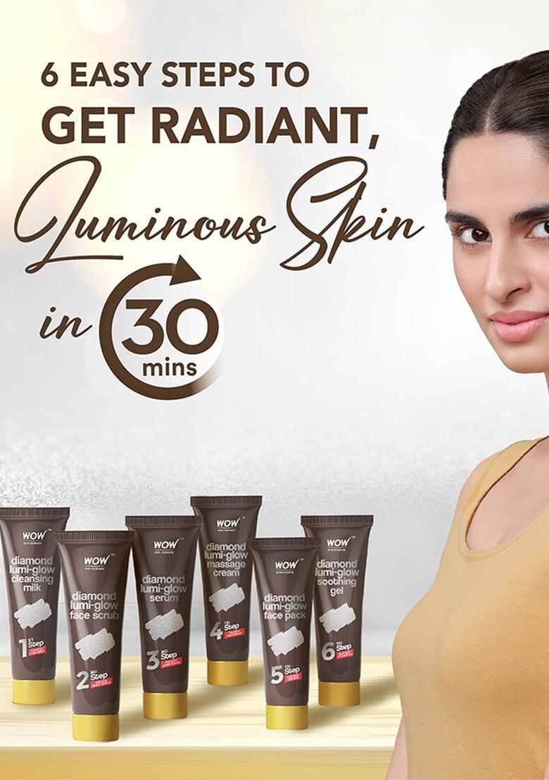 Wow Skin Science Diamond Lumi Glow Facial Kit With Kojic Acid Hyaluronic 85 Ml
