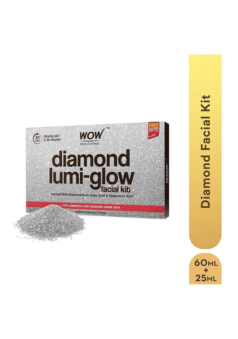 Wow Skin Science Diamond Lumi Glow Facial Kit With Kojic Acid Hyaluronic 85 Ml