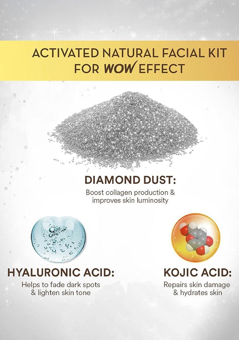 Wow Skin Science Diamond Lumi Glow Facial Kit With Kojic Acid Hyaluronic 85 Ml