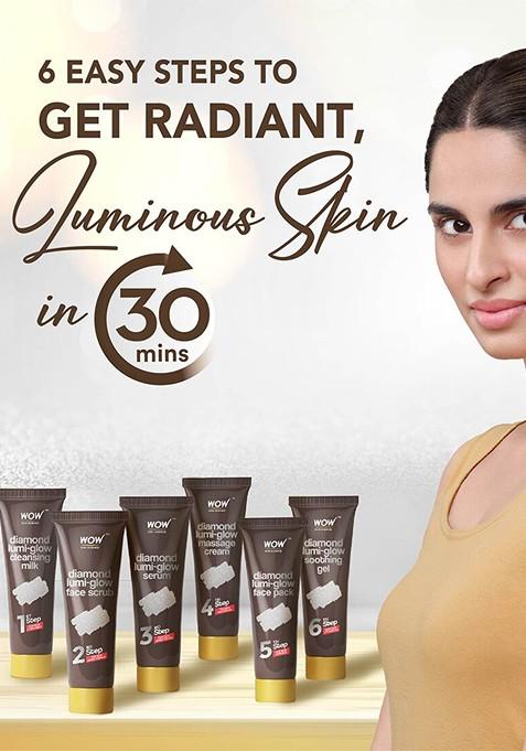 Wow Skin Science Diamond Lumi Glow Facial Kit With Kojic Acid Hyaluronic 85 Ml