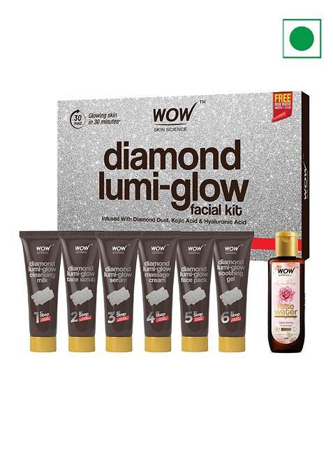 Wow Skin Science Diamond Lumi Glow Facial Kit With Kojic Acid Hyaluronic 85 Ml