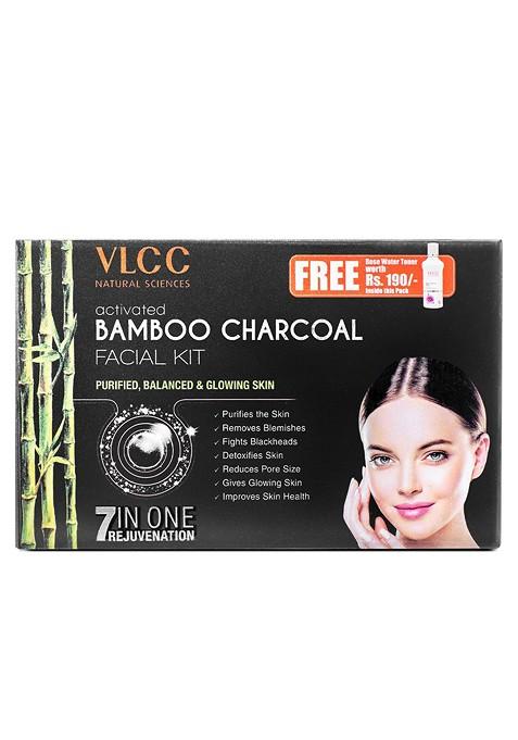Vlcc Activated Bamboo Charcoal Facial Kit 300G Free Rose Water Toner 100Ml