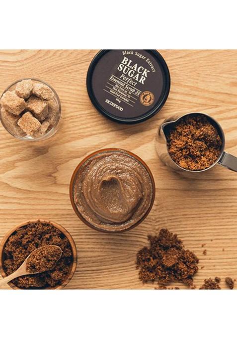 Skinfood Black Sugar Perfect Essential Scrub 2X With Rice Wine Macadamia Seed Oil 210G
