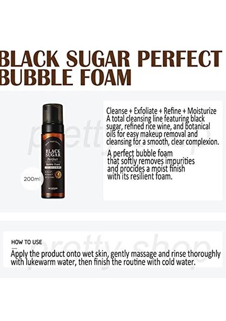 Skinfood Black Sugar Perfect Bubble Foam With Glycerin Castor Oil 200 Ml