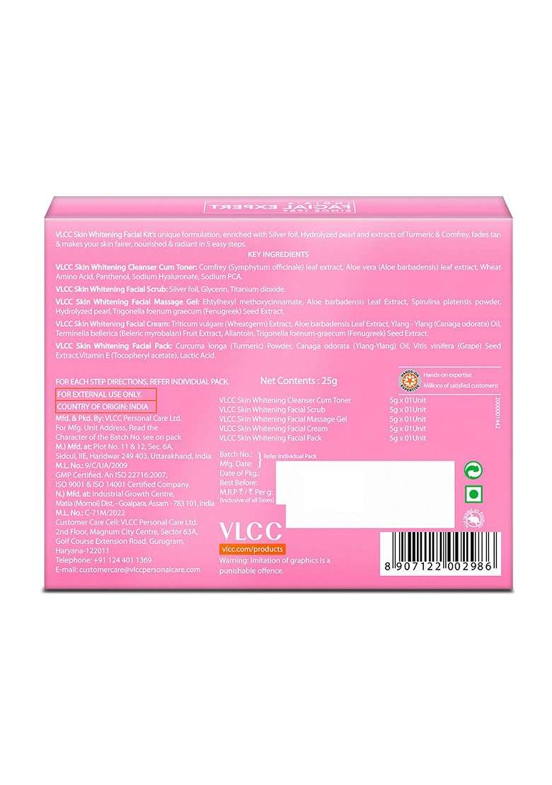Vlcc Set Of 3 Skin Whitening Facial Kit 25 G Each - Indya