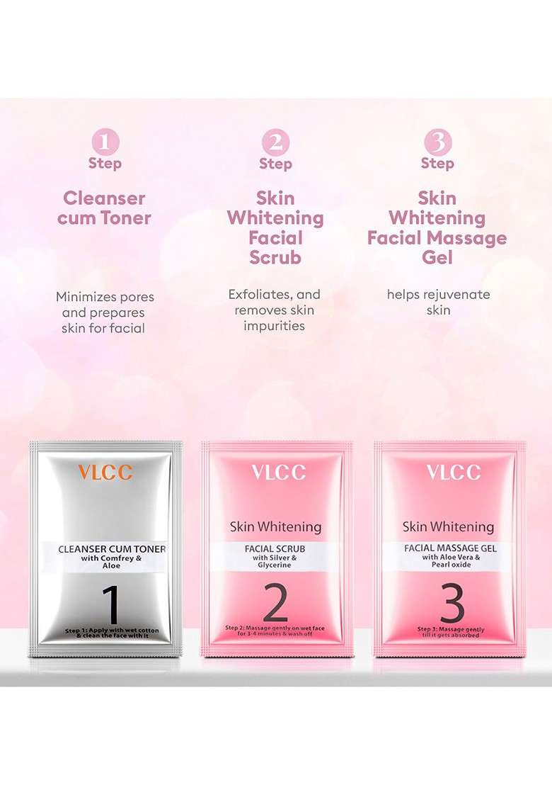 Vlcc Set Of 3 Skin Whitening Facial Kit 25 G Each - Indya