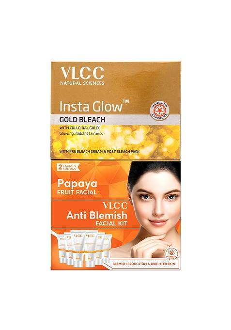 Vlcc Set Of Papaya Facial Kit 60 G Insta Glow Gold Bleach 30