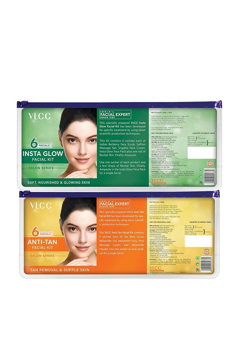 Vlcc Salon Series Instaglow Facial Kit 252G And Anti Tan 300G - Indya